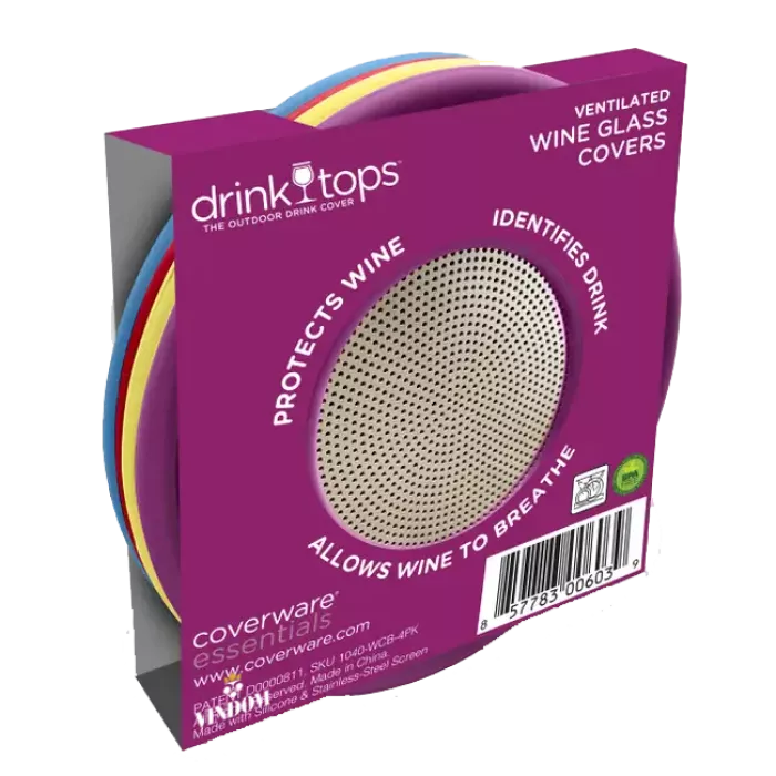 Coverware, Drink Tops, Ventilated Glass Covers, Zwart/Grijs