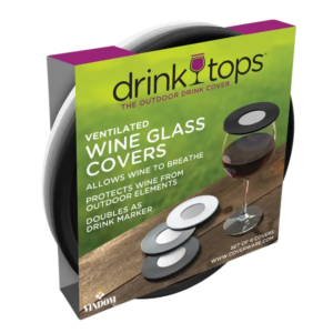 Coverware, Drink Tops, Ventilated Glass Covers, Zwart/Grijs Vindom Wine Boutique Wijn uit Oude & Nieuwe Wereld