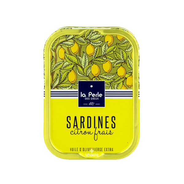 La Perle des Dieux, Sardines Citron Frais -sardines op olijfolie met verse citroen Vindom
